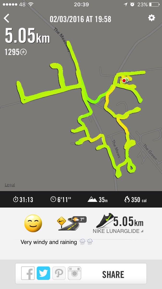 Ashl3ySh3ridan's tweet photo. Strong wind and rain tonight but at least I did 5km better than nothing👍🏼 #MyAwesome @TeamMahon @lifestylesports https://t.co/dU2Mho27eX