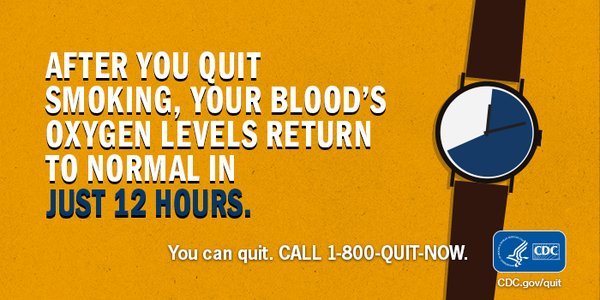 CDCTobaccoFree's tweet photo. It doesn’t take long for your health to start to  improve once you quit smoking. #WednesdayWisdom https://t.co/lSH3aYzY0S