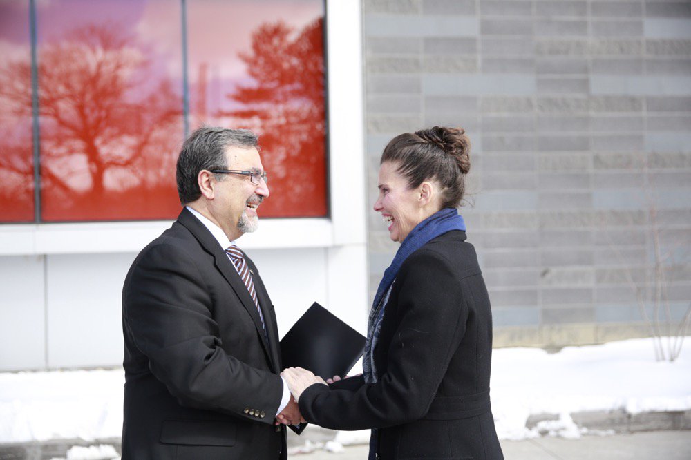 UWaterlooPres's tweet photo. Was a pleasure to have @KirstyDuncanMP on campus today to tour @QuantumIQC &amp; be a part of #UWaterlooInnovation https://t.co/KJLAfKXs4o