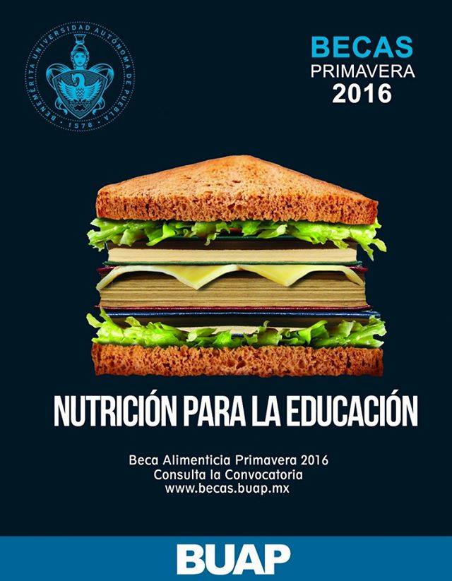 semanalgrafico's tweet photo. #NoSeTePase Beca alimenticia Primavera 2016
Consulta la convocatoria en https://t.co/hvhQyFa0iI #BecasBUAP https://t.co/5sl5ad9vjE