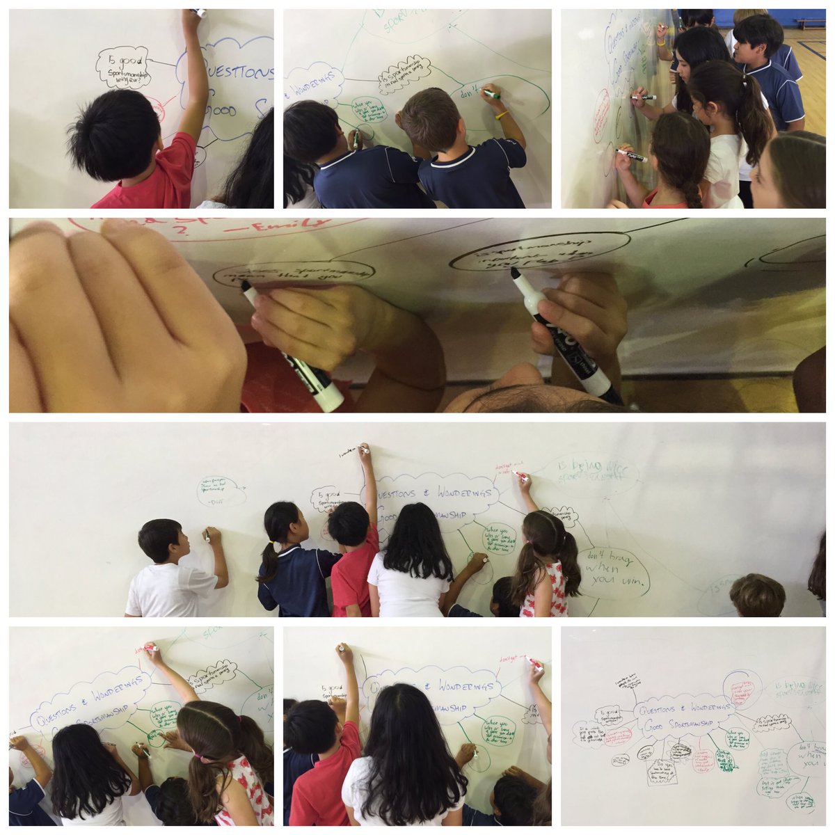 TerryWeston's tweet photo. Questions &amp; Wonderings on our #PE idea painted wall. #inquiring into Good Sportsmanship #physed #inquiryPE https://t.co/8IVILgvK0s