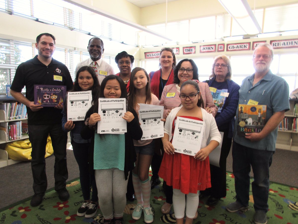 WeAreCTA's tweet photo. CTA VP @themontano read “Rosita y Conchita” w/author Eric Gonzalez &amp; @SDeducators Pres to kids #ReadAcrossAmerica https://t.co/3QGPWPUCrS