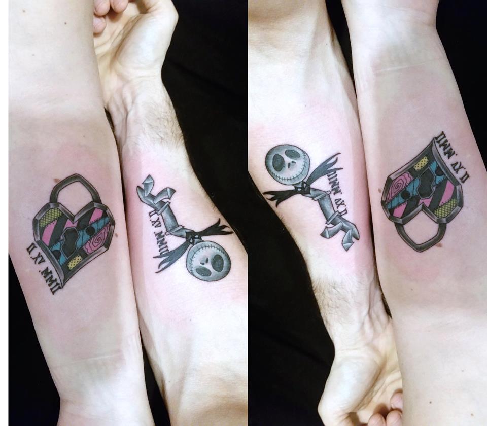 matching lock and key tattoos for couples