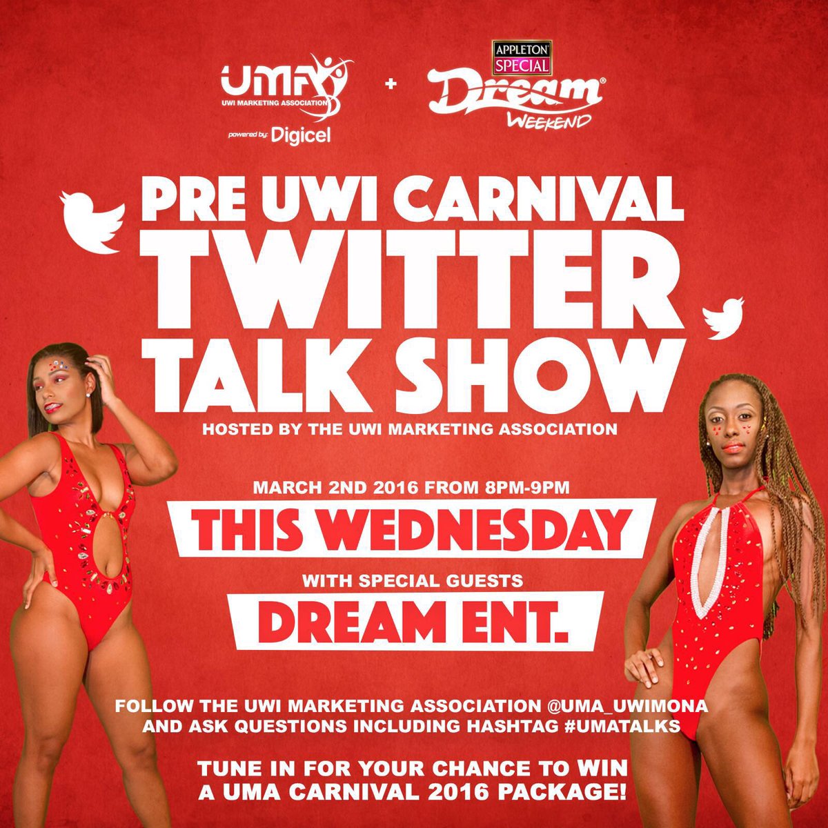 UMA_UWIMONA's tweet photo. Join us on Twitter tonight at 8 pm and have a chance to WIN a #UMAFireNation package! π₯π₯ #TeamUMA #UMACarnival2016 https://t.co/wv7GufQcru