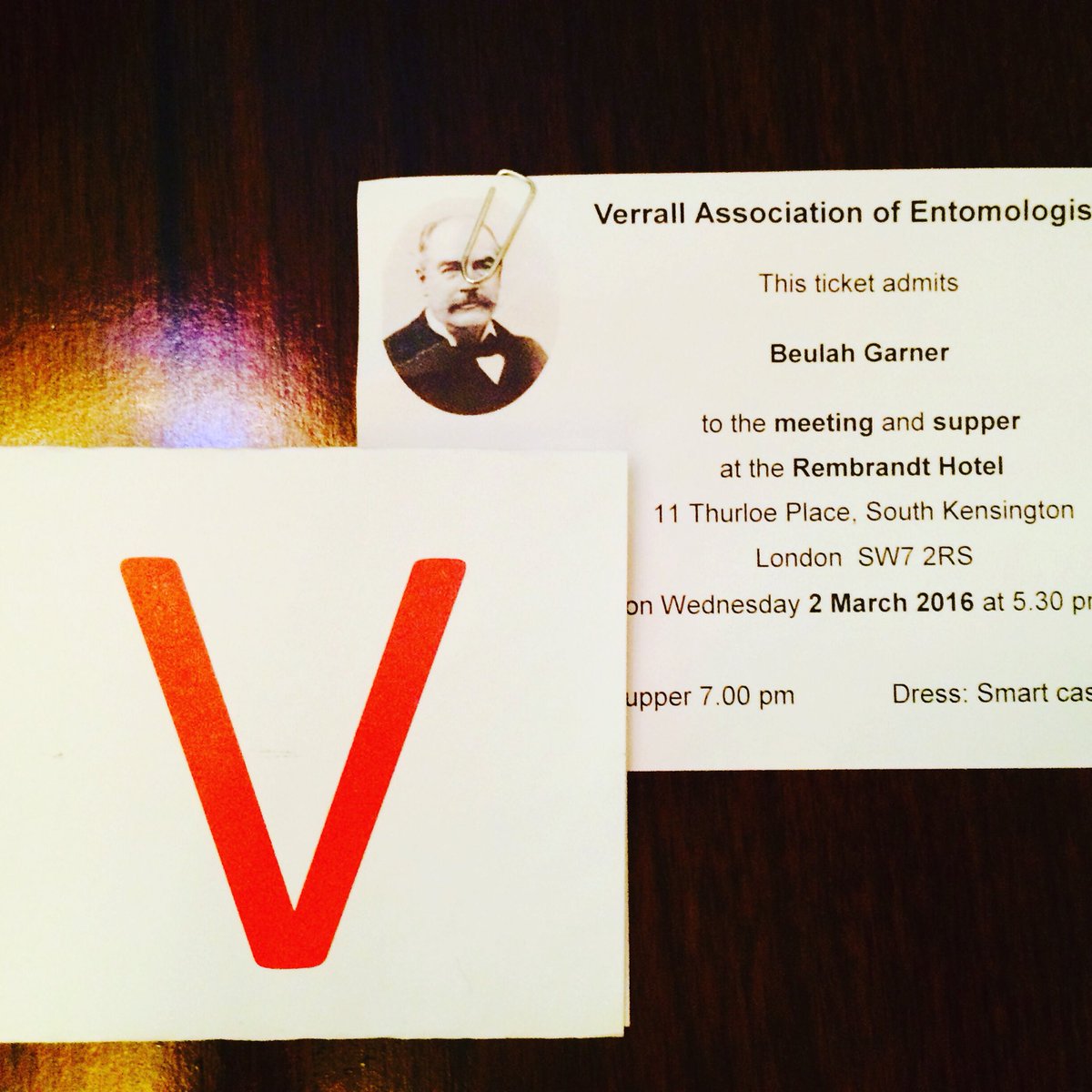 thiswordistaken's tweet photo. V is for #Verral, Very Good Entomologist and Vegetarian. Happy to be amongst my entomological family @RoyEntSoc https://t.co/htXuF78qRg