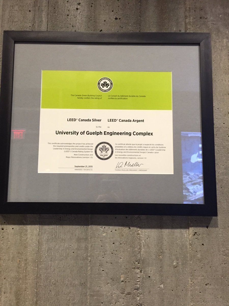 emmylock's tweet photo. Thrn @uofg has been award LEED Canada Silver for new construct' &amp; major reno improving the energy and enviro design https://t.co/3vxYapgvr6