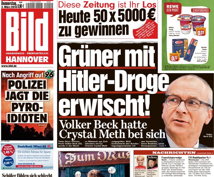 Bei <a href="/BILD/">BILD</a> haben sie wieder WC-Ente getrunken. "Hitler-Droge"? Geht's noch? #beck