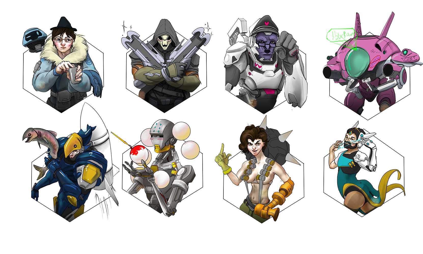 “Almost done with all of my mod's Overwatch character portraits! #o...