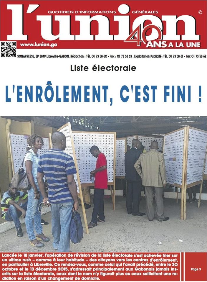 #GABON, l’enrôlement c'est fini <a href="/ClrGabon/">CLR Gabon</a>  <a href="/cdg_info/">Convention de la Diaspora Gabonaise (CDG)</a> <a href="/mmalekou/">Marceau MALEKOU</a>  <a href="/reagirgabon/">REAGIR GABON</a> <a href="/Infoskinguele/">Infos Kinguele</a>