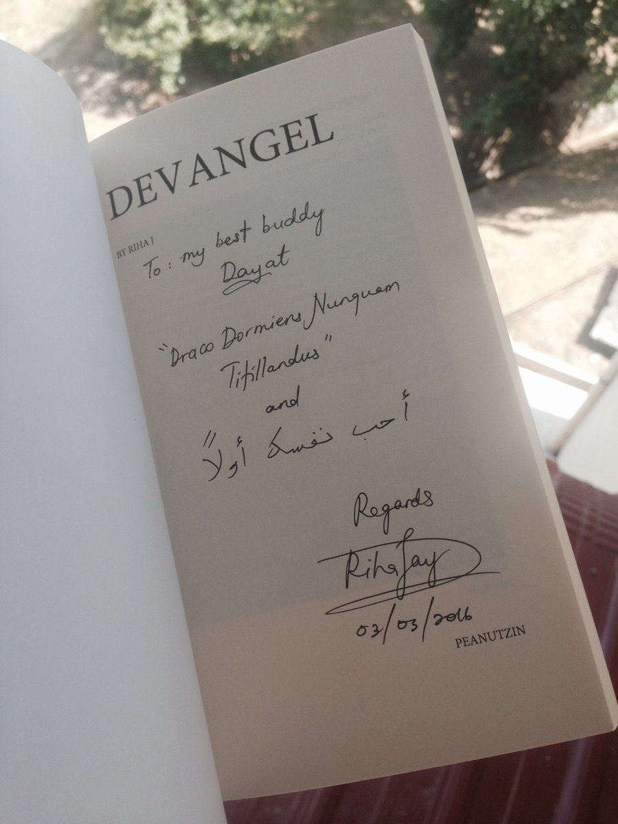 dideedayat's tweet photo. I got my #DEVANGEL! Lots of love for the ever talented poet, miss @rihajamil π (ft potterhead stuff and arabic) https://t.co/bJN7wpXXVI