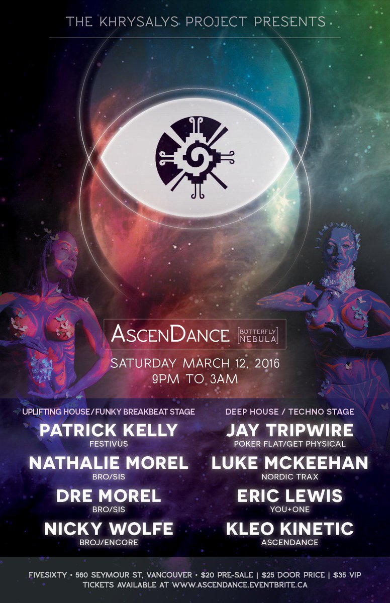 #AscenDance ~ #Vancouver March 12 <a href="/FIVESIXTYtalk/">FIVESIXTY Vancouver</a>! All-🌟 DJ lineup, #glow #dance #party! bit.ly/AscenDance #yvr