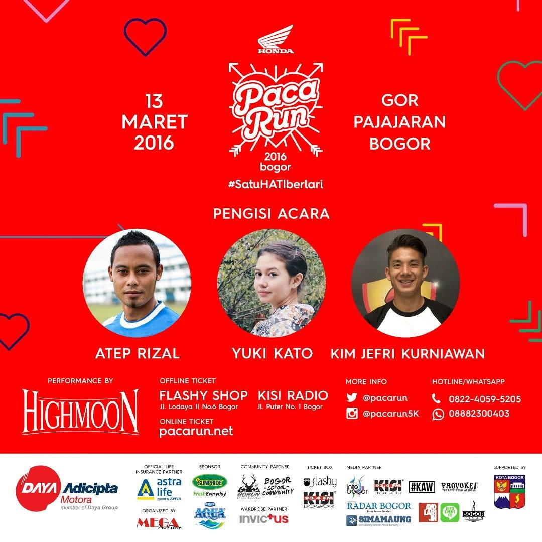 Ayo daftarkan dirimu di pacarun.net/bogor sesuai status kalian ya! info <a href="/pacaRUN/">#pacaRUN2016</a> #pacaRUN2016 #SatuHATIberlari