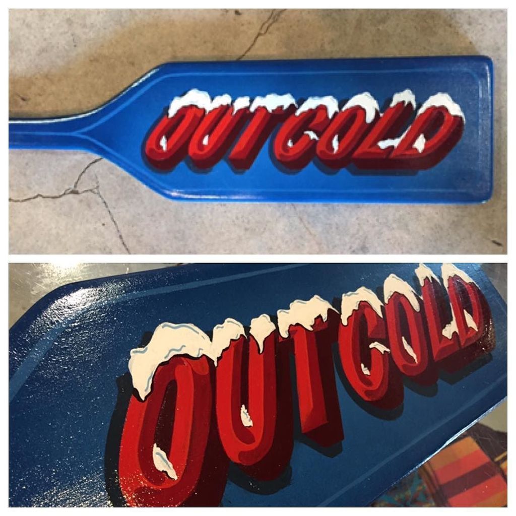 icycaps's tweet photo. Finished this wooden paddle last week. #outcold #handpainted #oneshot #icycaps  #corywittsigns #corywitt #corywitta… https://t.co/f5zEFTPqtc