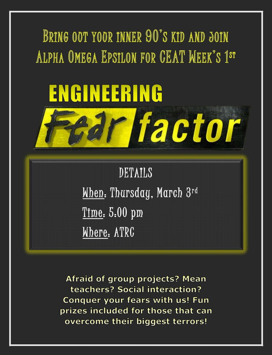 lilmissjordy's tweet photo. #AlphaOmegaEpsilon is super stoked to host Feat Factor Thursday! @OSU_CEATStuCo #CEATvsSpears https://t.co/yKnS0oxIsA