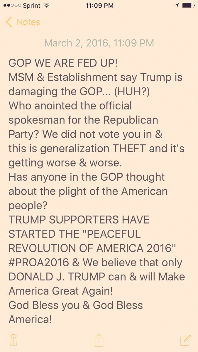 TEX4TRUMP's tweet photo. #PROA2016 -PeacefulRevolutionOfAmerica
@Bonfiredesigns @Jeanette4Trump @RichardTBurnett @realDonaldTrump @teed_chris https://t.co/Dq6KxstS4B