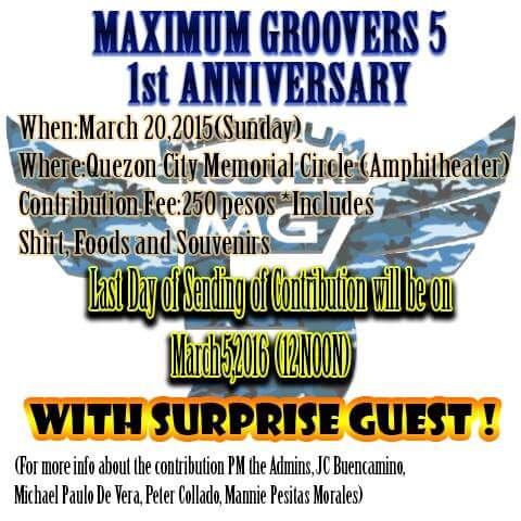 MaximumGroovers's tweet photo. Iniimbitihan po namin kayo sa 1st anniv po namin :) march 20 na po yan kindly pm or dm nlng po su kuya @JanCarlo1028 https://t.co/OCyOT7hl8j
