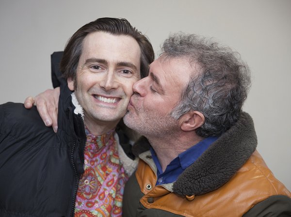 A fun photo of David Tennant with the director of photography on Mad To Be Normal 