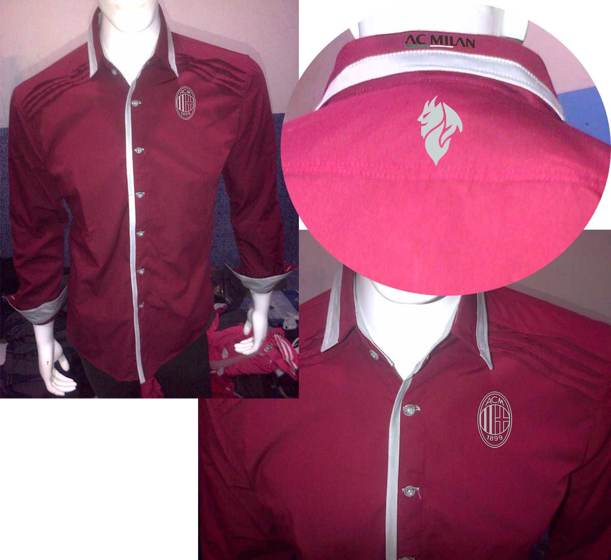ready Stock Kemeja AC Milan Red Logo Grey Size S M L XL XXL, IDR 135K BB 251C1A31A #ForzaMilan