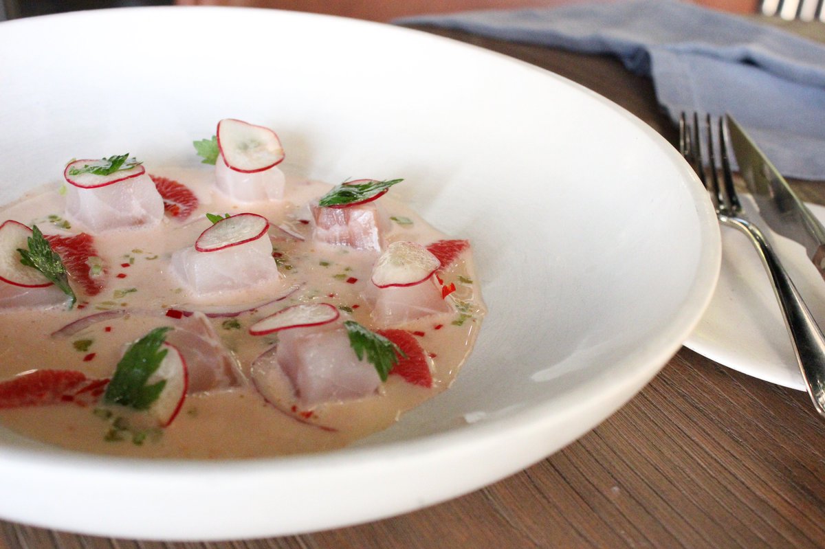 AlanchaTurkey's tweet photo. Levrek, greyfurt kreması, turp, kırmızı soğan, kereviz sapı, chili biber, kişniş yağı ile ceviche. https://t.co/sKK9OY8V7A