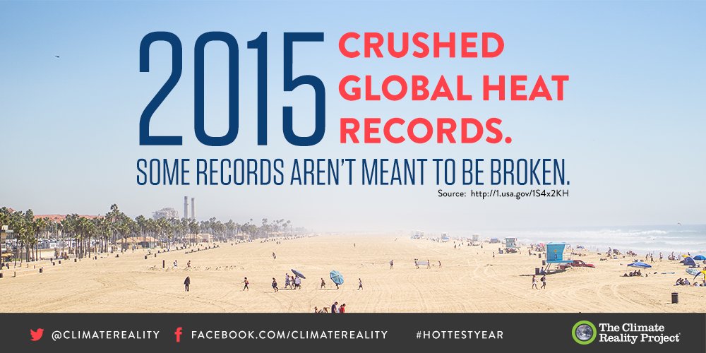 ClimateReality's tweet image. 2015 crushed global heat records. Here are three things you should know: bit.ly/1PnhnY8 #ICYMI