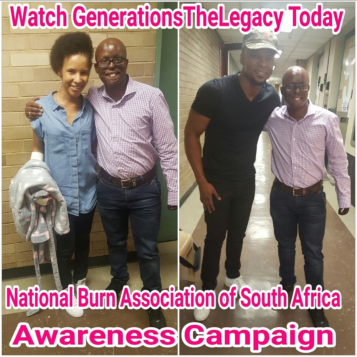 Zenzilerens's tweet photo. Today watch @Gen_legacy on @Official_SABC1 for the @NbasaSa awareness campaign on #BurnSurvivors #NBASA https://t.co/Fg2N8ZeabM
