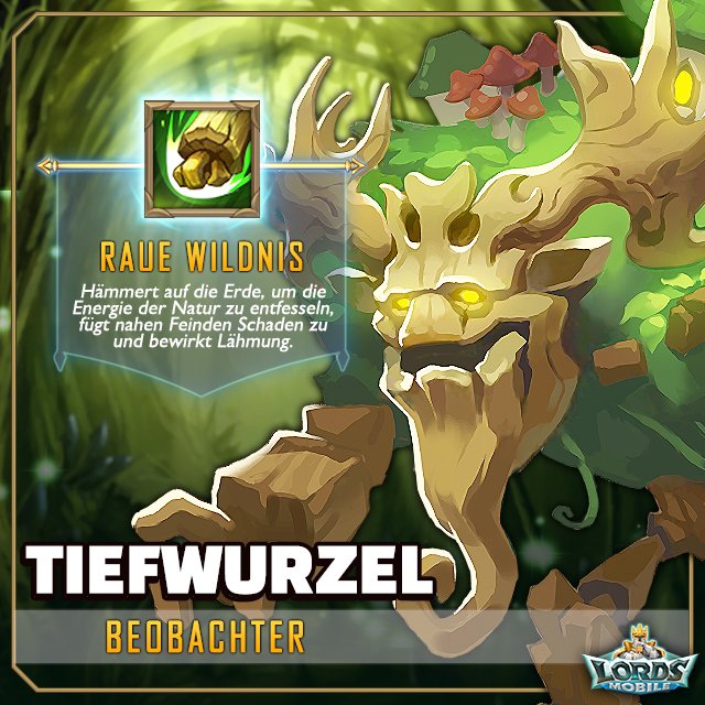 LordsMobileDE's tweet photo. TIEFWURZEL ist auf einer schier unmöglichen Mission: Das Leben seiner Familie und sein Heim zu retten. #iOS #Android https://t.co/YOxhfPtmPJ