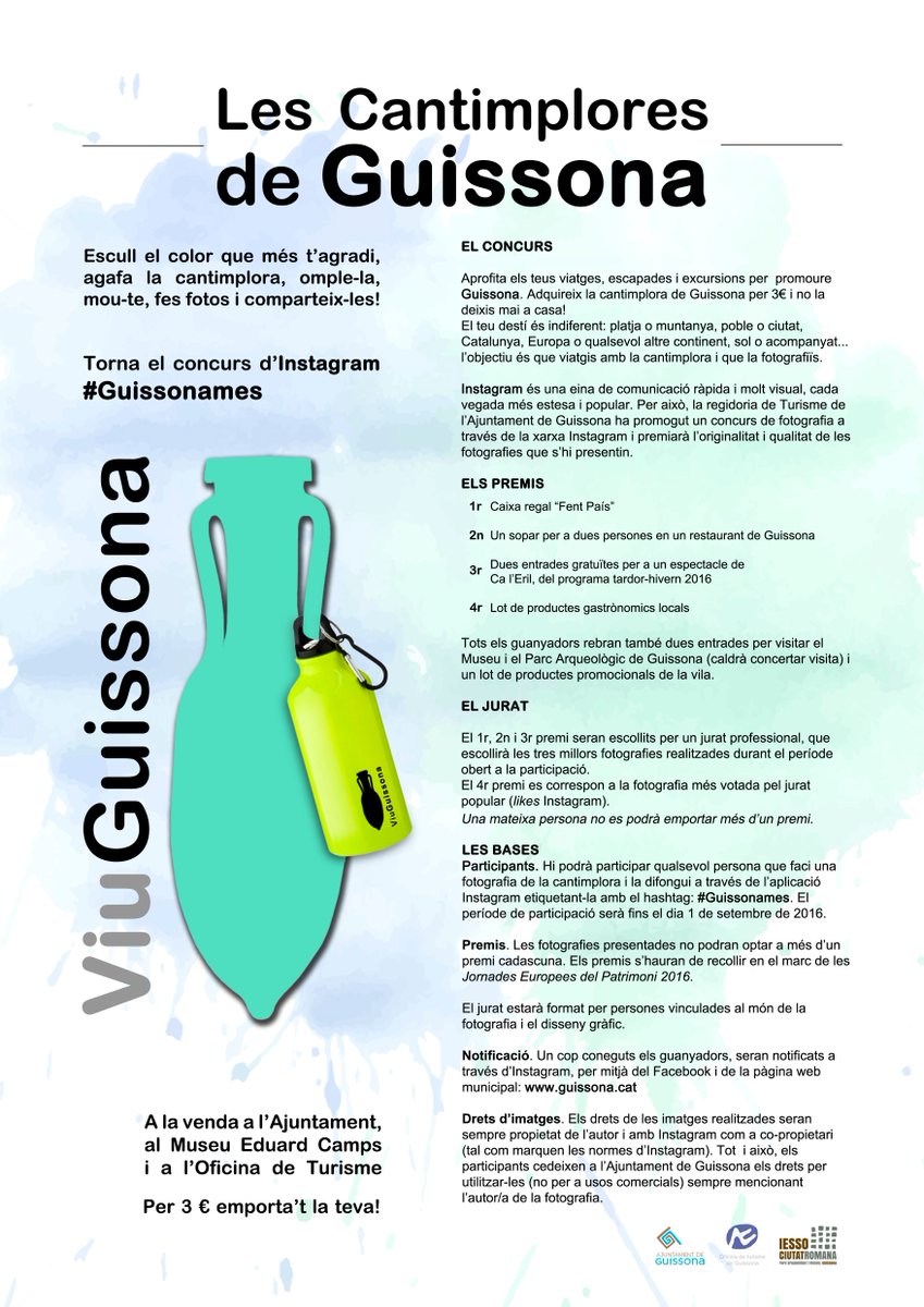 AJGuissona's tweet photo. Ja pots adquirir la teva cantimplora #guissonames al Museu i a l'Ajuntament @SomSegarra @CES_Segarra https://t.co/8eKODB880d
