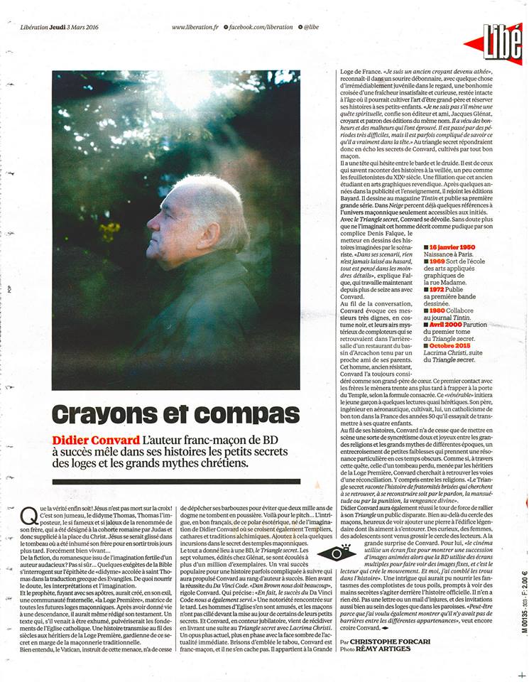 GlenatBD's tweet photo. Immense fierté : Didier #Convard en 4ème de couv de #Libération !
Lire l'article en ligne >> https://t.co/xvG4XLTihh https://t.co/cLwYDLOGNB