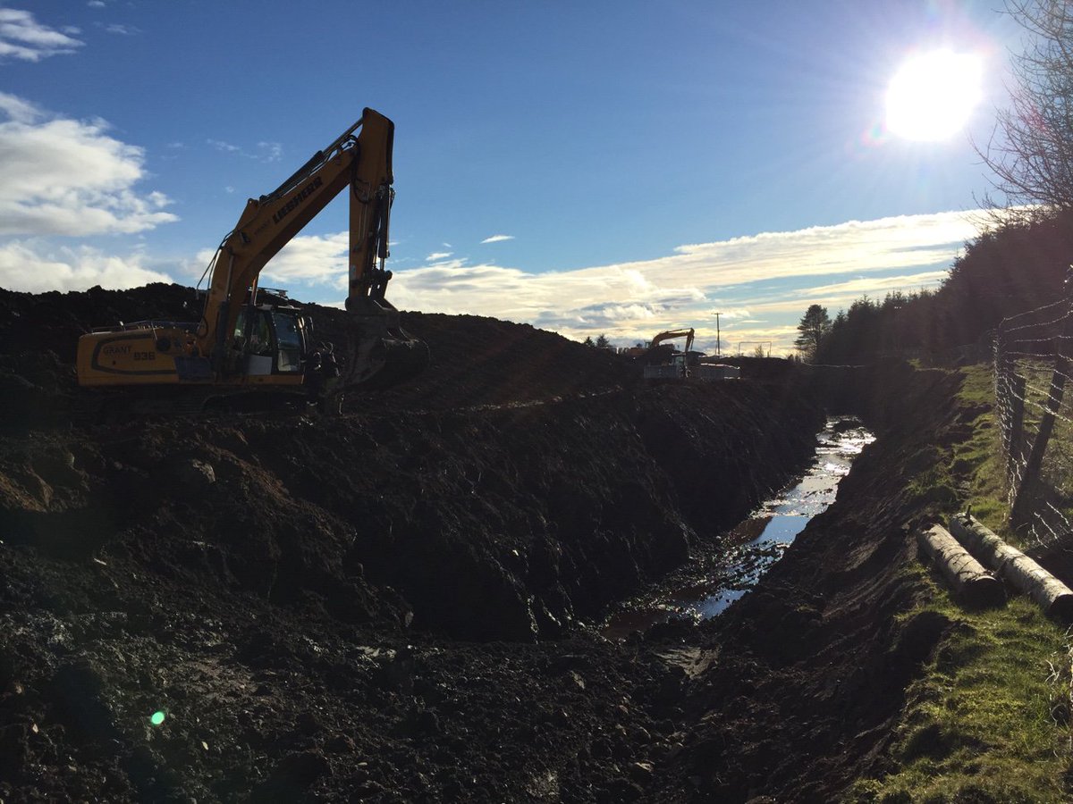 RumblingBridge's tweet photo. Work is progressing nicely along the pipe route now that the sun is shining on Rumbling Bridge #communityenergy https://t.co/9EyHP7LBa0