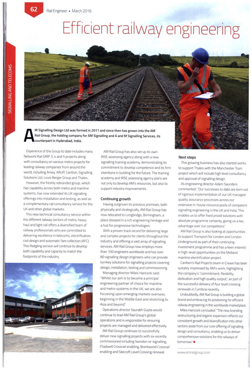 We’re delighted with our full-page company profile in the latest Rail Engineer.