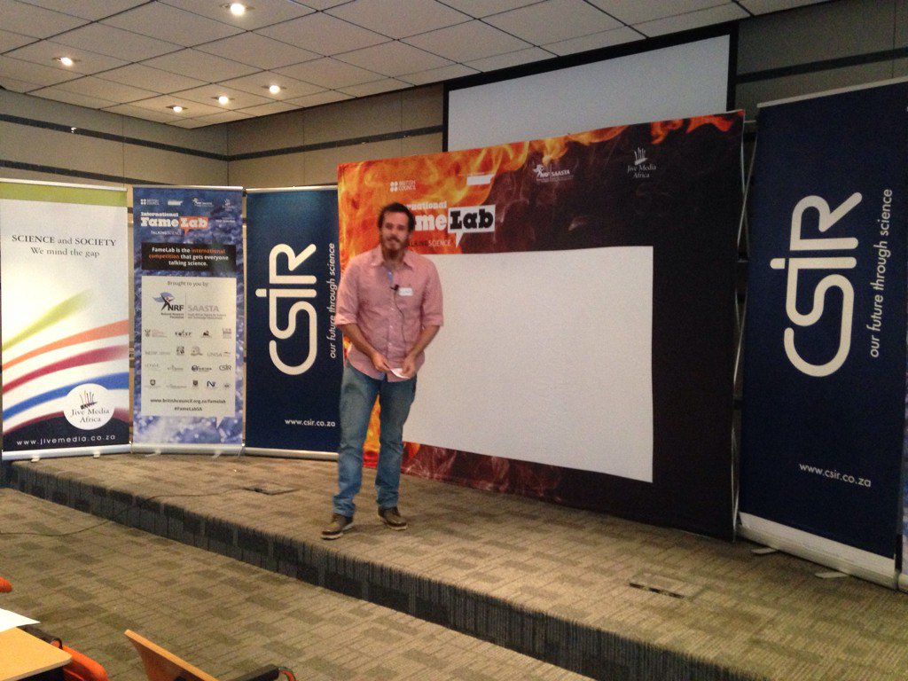 agentzee's tweet photo. Luke Darlow takes us through a journey in time #FameLabSA @CSIR #YouReallyShouldBeHere https://t.co/QSXaSii2oI