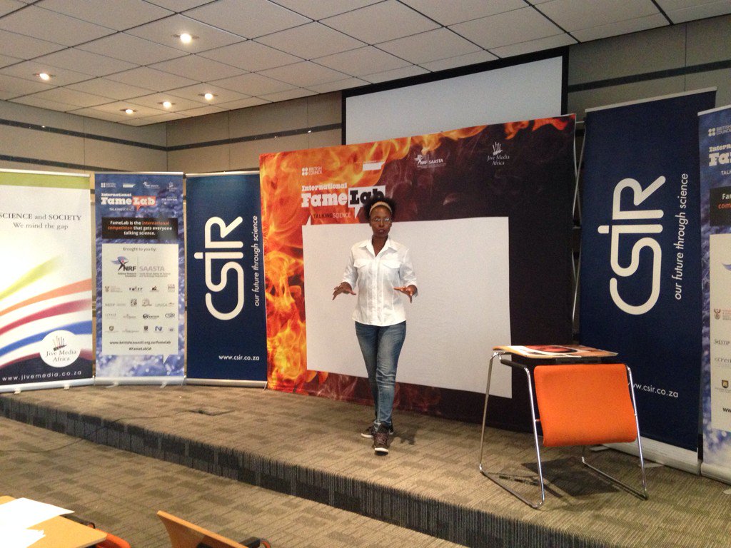 agentzee's tweet photo. Nthabiseng Mokoena asks how a computer recognizes a person #FaceRecognitionSystems #WomenInSTEM #FameLabSA @CSIR https://t.co/TjL0fUv6oN