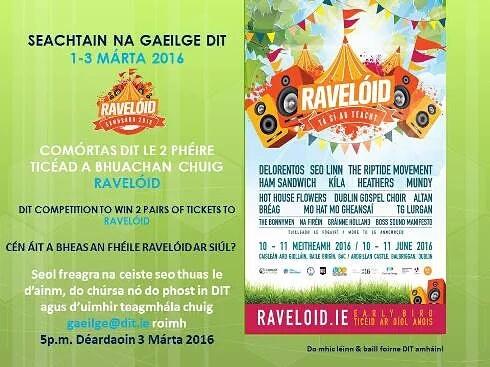 CumannGaelachDI's tweet photo. Last chance to win TWO PAIRS OF TICKETS TO RAVELÓID enter by 5pm today #SnaG2016 https://t.co/64aReXsx3U