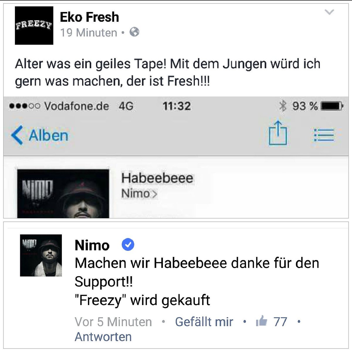Ich danke dir für den Support <a href="/EkoFreezy/">Eko Fresh</a> !!
"Freezy" wird gekauft