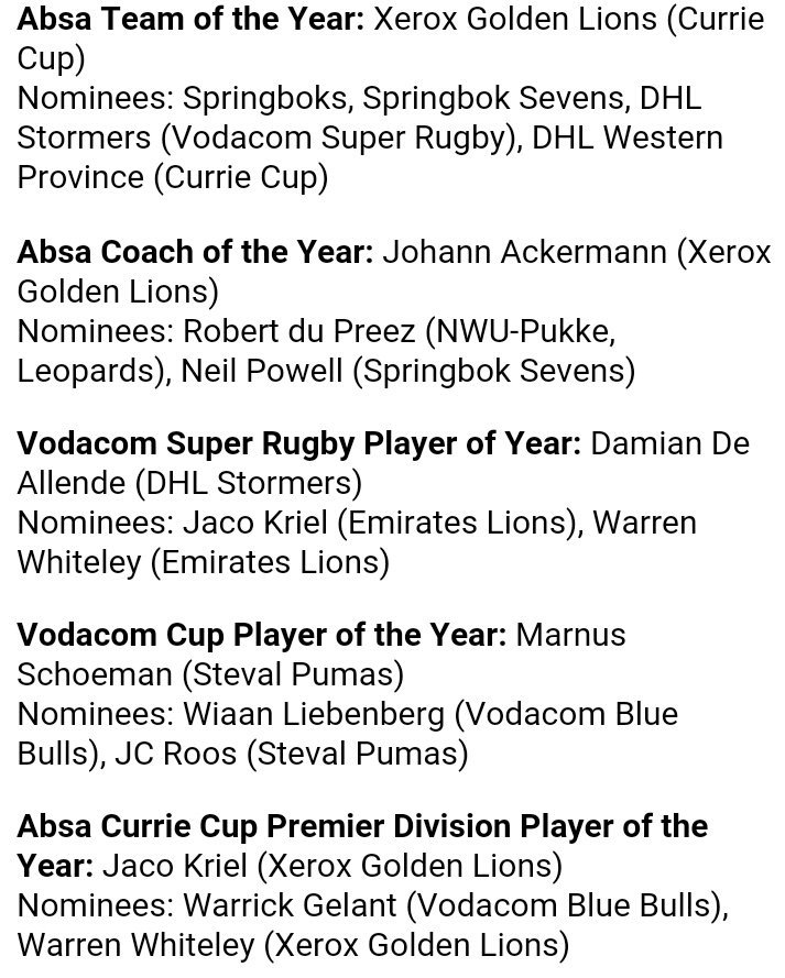 Gilbertsa's tweet photo. SA Rugby Awards

Full article here

https://t.co/Kb7fg0LfHF https://t.co/JHfeUQIw9s