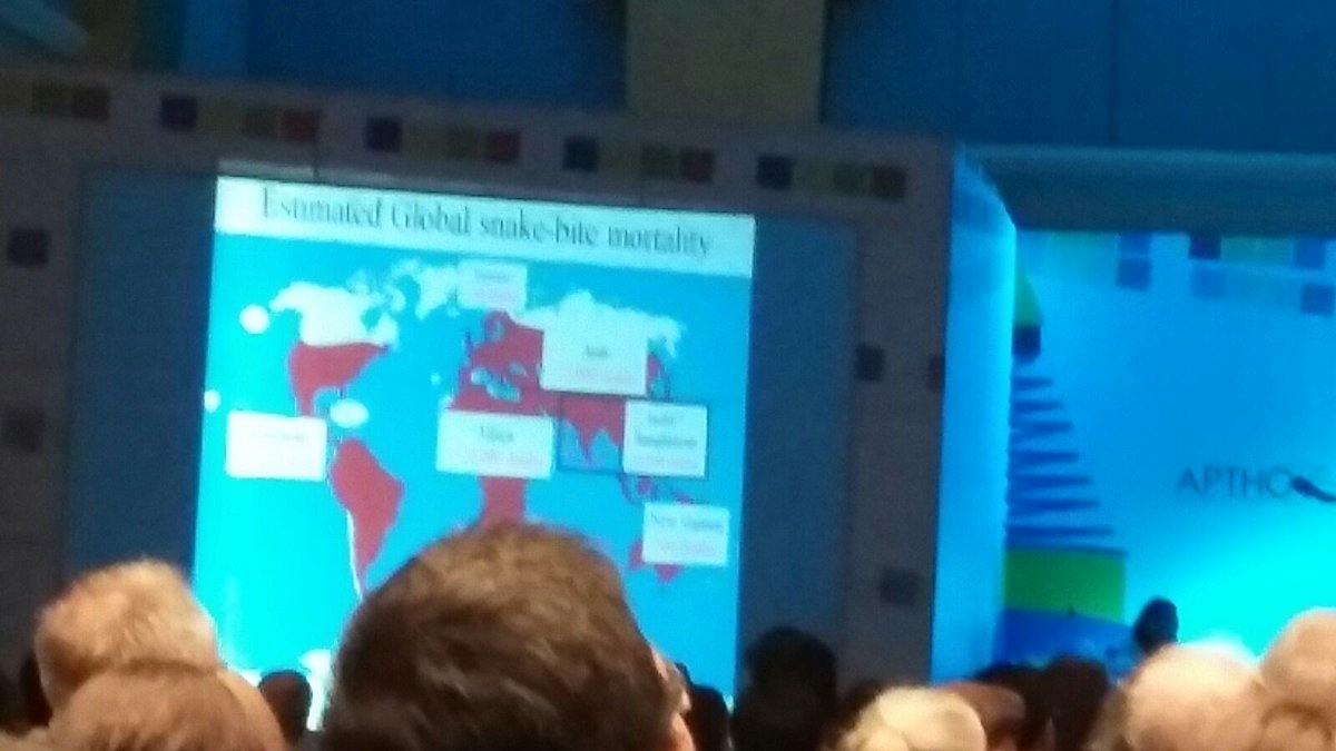 IAMAT_Travel's tweet photo. Estimated global #snakebite mortality, from Prof. David Warrell's talk at #APTHC2016. https://t.co/edSCoyNloC