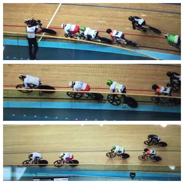 Through to Keirin semi ✔️
Got all my skin ✔️ 
Thanking my childhood bmx skills ✔️ #keirin #racing #TWC2016