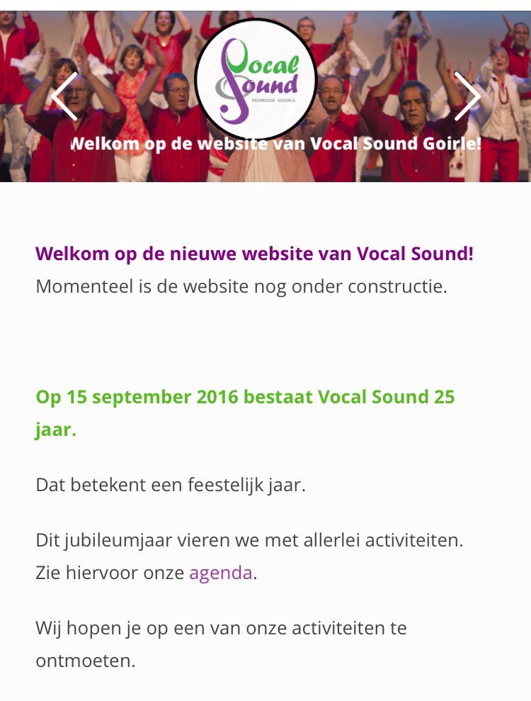 VocalSoundG's tweet photo. Onze nieuwe website is online.
Er wordt nog aan gesleuteld maar laat via FB OF Twitter weten wat je er van vindt. https://t.co/edAaoKnnWB