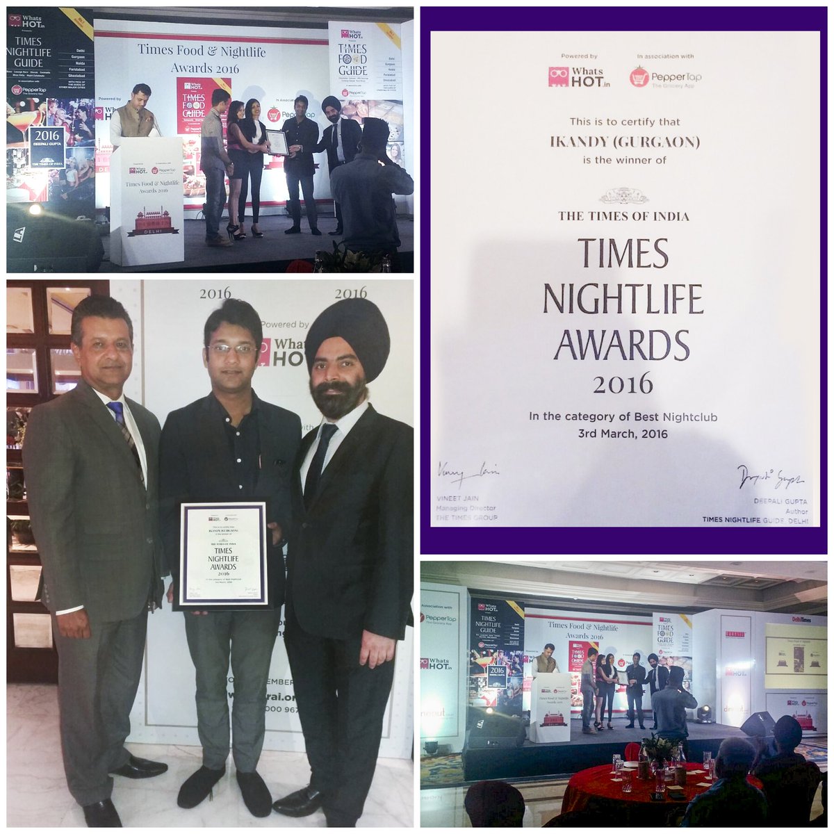 LMGurgaon's tweet photo. We proudly announce that #ikandy has won the #TimesNightlifeAward 2016 for Best Nightclub #LMGurgaon https://t.co/8mDp4zy4tM