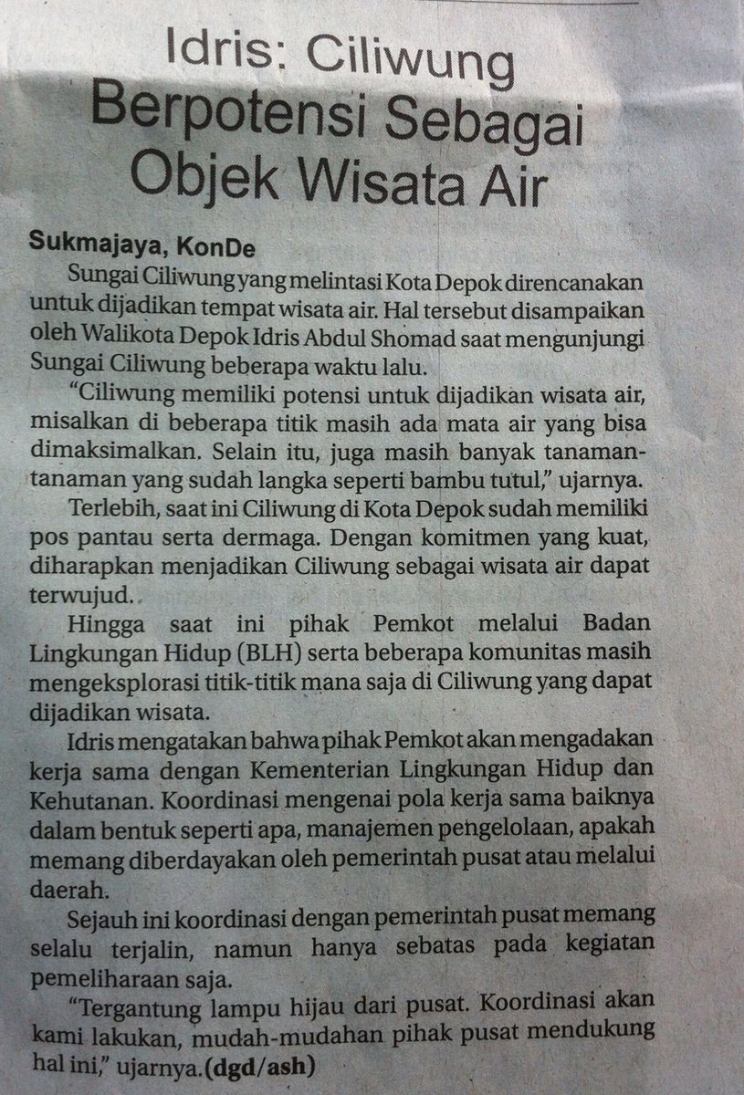HidayatAlRamda3's tweet photo. @HUMASDPRD @aheryawan @IdrisAShomad 
EkoWisata Ciliwung konsep edukasi Lingkungan di gagas SekBer Sahabat Ciliwung. https://t.co/240lUz6STl