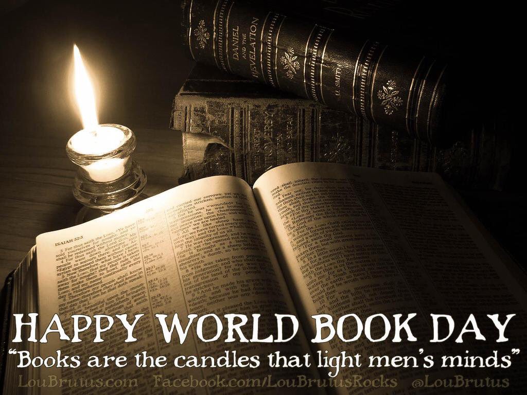 LouBrutus's tweet photo. HAPPY WORLD BOOK DAY: "Books are the candles that light men's minds." #WorldBookDay https://t.co/N0aoarGTrE