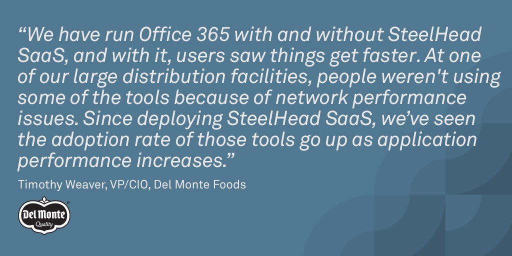 riverbed's tweet photo. Learn how @DelMonte got #ApplicationAcceleration from #SteelHead: https://t.co/zdniNiFAI0 https://t.co/EulRRVIzeQ
