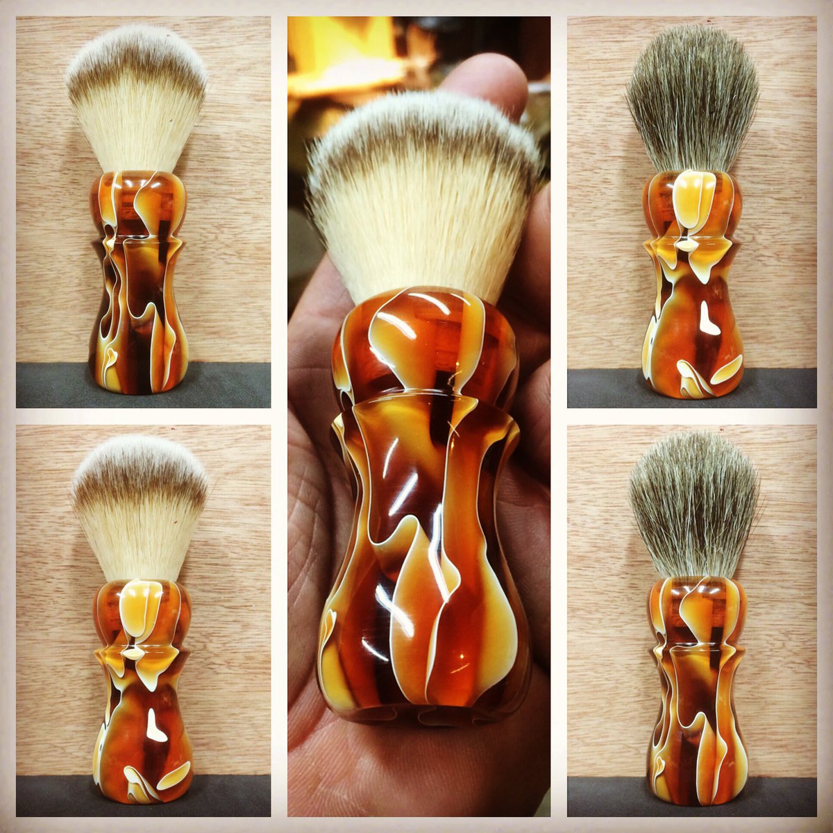 leofrilot's tweet photo. Amber Waves #shave #brush #soapbrush #badger #wetshave #mensgift #ladygift #unique #synthetic #plisson #handturned https://t.co/u1WGhWfLPy