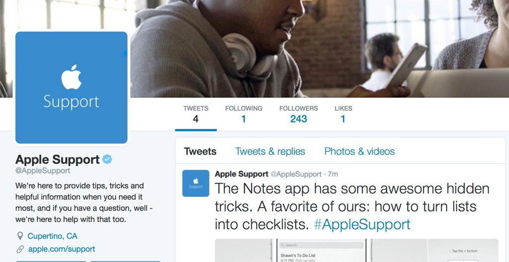 applenws's tweet photo. Apple launches official company Twitter account for tips, tricks and customer support quer… https://t.co/GF2wQWQqGL https://t.co/mdPTCMpDSC