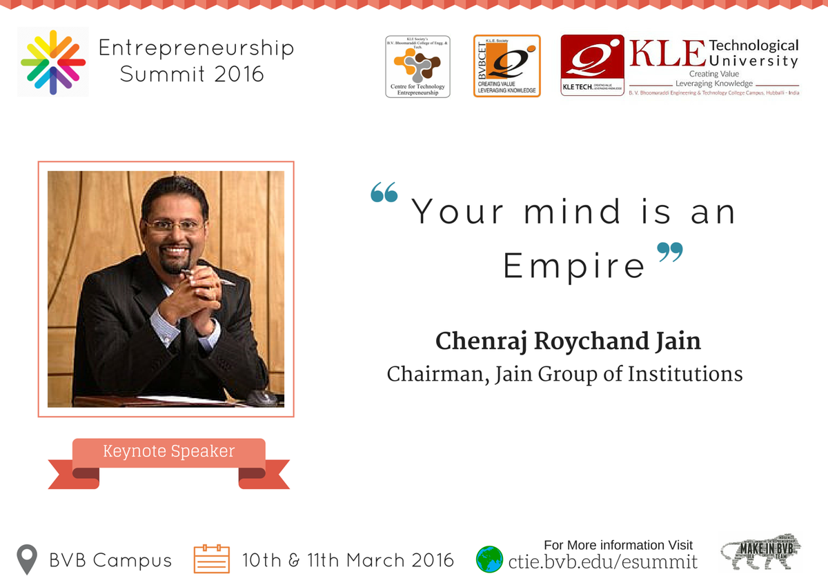 makeinbvb's tweet photo. Meet the man who single handedly built #Jaingroupofinstitutions at #Esummit2016 #kletechuniversity #BVBCET #Hubli https://t.co/Mvw1N3wQKD