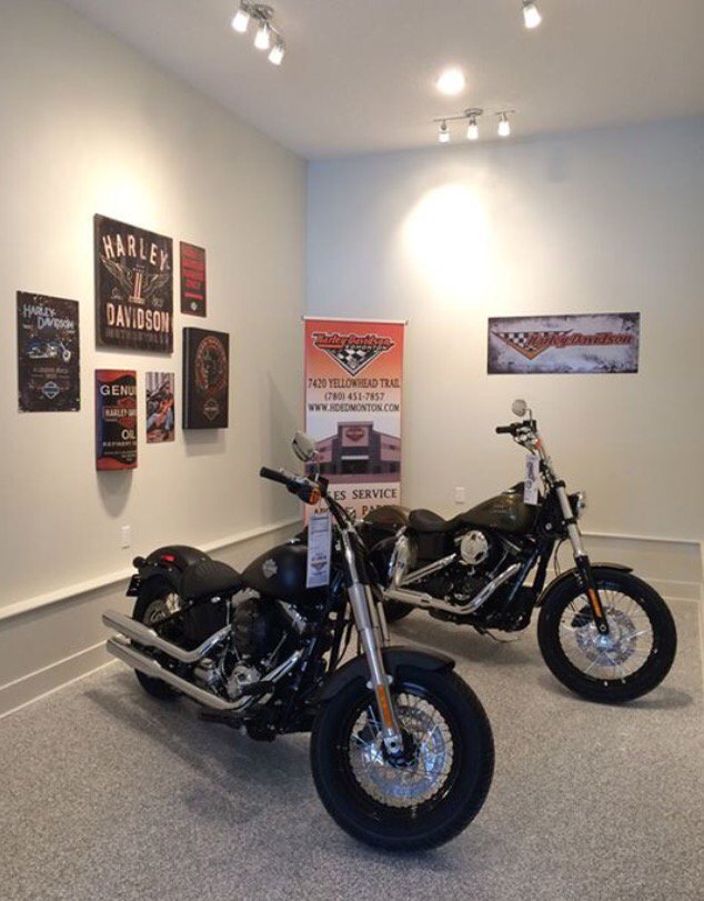 Need extra space for toys? Our tandem garage has the room. Visit the Showhome and see  #harleydavidson #yeg