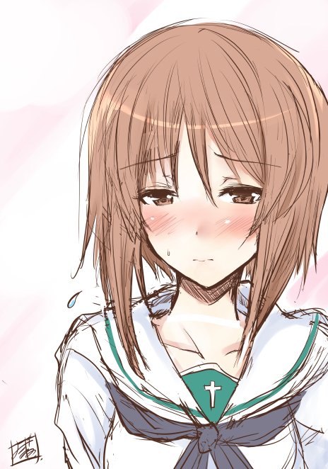 ガールズ&パンツァー【西住みほ】 先日の飲み会で前の席に座ってたヤスイリオスケさんに「ガルパンはいいぞ」と強く薦められたのでガルパン観始めました #ガルパンはいいぞ 