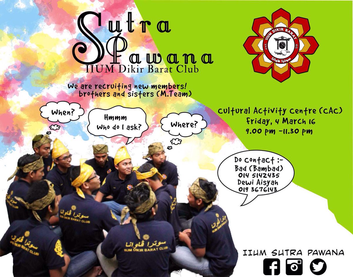 IIUMSutraPawana's tweet photo. Berminat nak join dikir barat IIUM SUTRA PAWANA ? Apa lagi cepat isi form di bawah 👇🏻👇🏻👇🏻

https://t.co/u9pdbrrmZF https://t.co/kM4gNYTpNx
