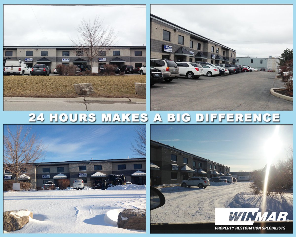 WinmarHamilton's tweet image. Before and After of the March 1 - March 2 Snowfall at our office! Wow! #HamOnt #SnowDay #Noway #CantStop #WontStop