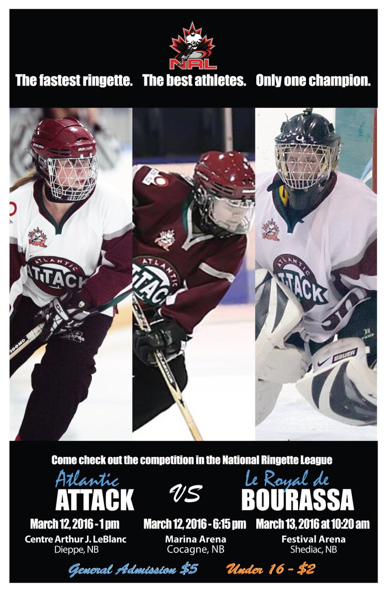 RingetteNB's tweet photo. Atlantic Attack vs le Royal de Bourassa!!
Playoffs start Saturday March 12, don't miss the exciting showdown!!! https://t.co/pcZx2PqTqC